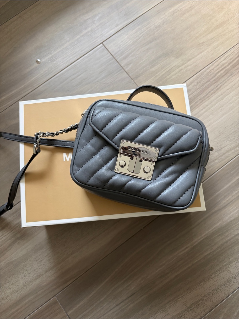 Michael Kors Gray Quilted Crossbody
